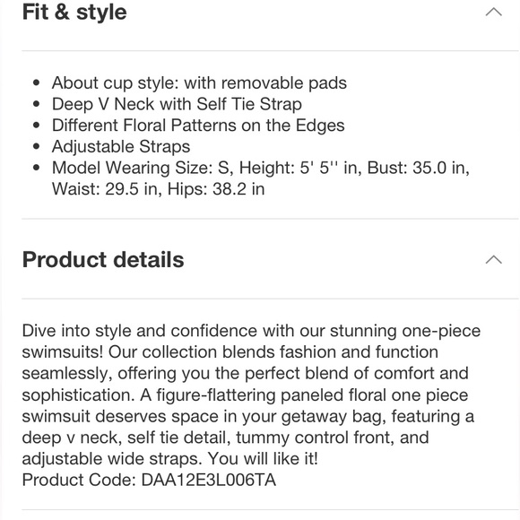 Cupshe Floral V-Neck, Self-Tie Back, Tummy Control Front One Piece Swimsuit - Picture 4 of 15